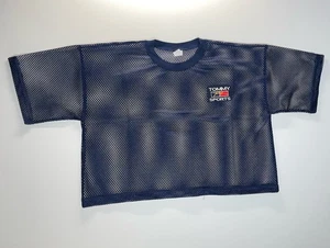 VTG Tommy Hilfiger Sports Mesh Jersey 2XL Blue USA Made 90s Logo Retro Y2K Fish - Picture 1 of 6