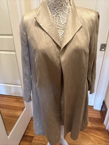 Eileen Fisher Golden Shimmer Linen Silk Satin Sheen Jacket PL Retail: $418 - Picture 1 of 14