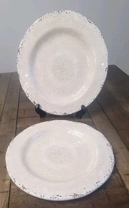 Pier 1 Import 2 Carmelo Crackle Melamine Plates Rustic Salad Lunch 9" Cream - Picture 1 of 7