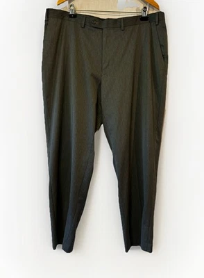 Pantalones de vestir para hombre Izod talla 42x30 gris a rayas frente plano Foto 1 de 3