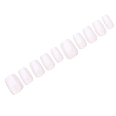 10Pcs White Cats Eye Short Square Press On Nail With Glitters Finish False Nail - Image 1 of 4