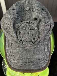 Jeep Strapback Heather Gray Brown Leather Trim & Strap Adjustable Star Front - Picture 1 of 8