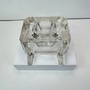 Vintage Clear Glass Desktop Ink Well And Fountain Pen Holder EUC - Picture 1 of 8