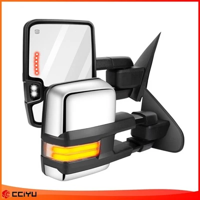 Chrome Power Heated Dynamic running light Tow Mirrors For 14-18 Silverado Sierra Foto 1 de 4