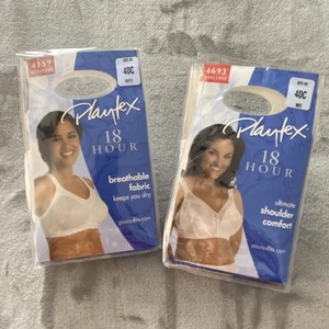 Playtex 18 Hour Bra Lot Of 2 Sz 40C White Wirefree 4159 4693 New In Package 2008 - Picture 1 of 10