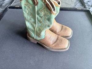 JUSTIN BOOTS Womens 7.5 B Gypsy Cowboy Western Classic Black Blue Leather - Picture 1 of 6