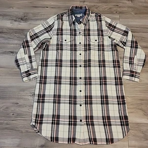 Outerknown Blanket Shirt Dress Womens Medium White Black Plaid Flannel Western - Picture 1 of 12