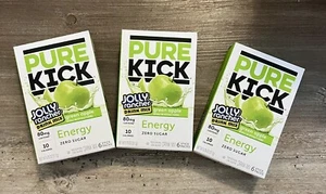 3x Pure Kick Energy Jolly Rancher Green Apple Zero Sugar Drink Mix SAME-DAY SHIP - Picture 1 of 4