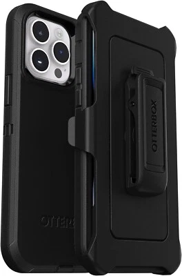 New OtterBox iPhone 14 Pro Max Defender Series Case BLACK includes holster clip