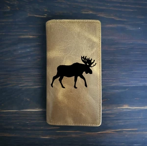 Moose Shape Rodeo Wallet Cowboy Western Buffalo Leather Premium Animal Wild NEW - Picture 1 of 10