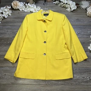 Vintage Blazer Jacket Size 10 Yellow Womens Requirements Collared Lined - Picture 1 of 18