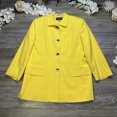 Vintage Blazer Jacket Size 10 Yellow Womens Requirements Collared Lined - Image 1 of 4