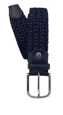 Ceinture homme femme tressée élastique 3,5 cm en lin, cuir de laine de chanvre - Photo 1/4