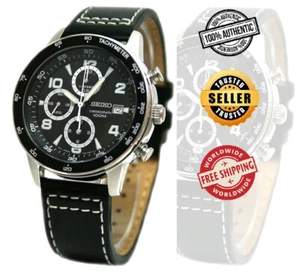 Seiko SND729 SND729P1Mens Chronograph Black Band Black Dial 100m Quartz Watch - Picture 1 of 6