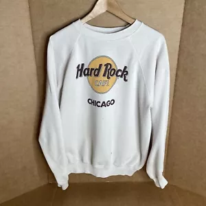 Vintage Hard Rock Cafe Chicago Crewneck Sweatshirt, XL, White, Hanes, VTG - Picture 1 of 11
