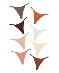 G-string Thongs for Women Panties No Show Thong Seamless Large Coffee - 8 Pack - Picture 1 of 7
