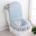 New 3Pcs Toilet Seat Cover Set Bathroom Floral Lace Lid Pads Water Tank Cover D1