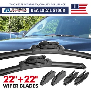 For GMC Sierra 1500 2007-2021 FRONT 22"&22" WINDSHIELD WIPER BLADES SET OEM - Picture 1 of 16