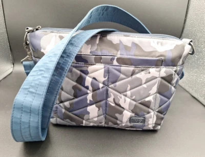 Lug Active Travel Purse Medium Size Blue Strap Gray/Purple Camo Sports EUC - Image 1 of 4