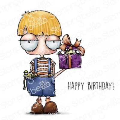 MINI ODDBALL AND HIS FROGS-Stamping Bella Cling Rubber Stamp-Craft-Birthday Boy - Image 1 of 4