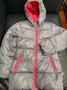 United Colors Of Benetton Girl Puffer Gray and Pink Jacket Size 6-7 years - Picture 1 of 5