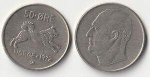1972 Norway 50 ore coin with dog