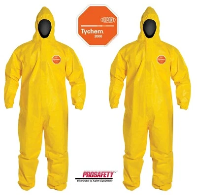 2- DuPont Tyvek QC127S Chemical HAZMAT Protective Safety Coveralls Bunny Suits