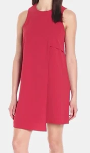 Karen Kane L17322 Tomato Red Orange Asymmetric Hem Crepe Shift Dress - $139 - Picture 1 of 6