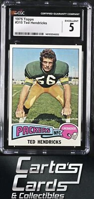 Ted Hendricks 1975 Topps #315 Green Bay Packers Hall of Fame CGC 5 - Image 1 of 2