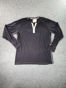 Vintage Champion Henley Shirt Mens Large Black Long Sleeve - Picture 1 of 10
