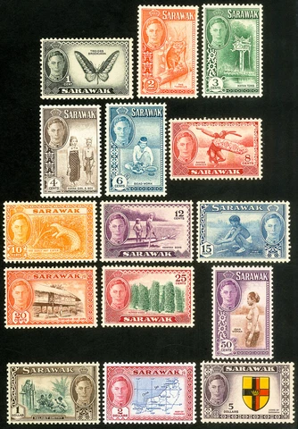 Sarawak Stamps # 180-94 MLH VF Scott Value $124.30 Cover