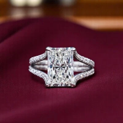 Radiant Cut Diamond Wedding Ring 4 Ct Certified IGI Lab Grown 14k White Gold - Image 1 of 4