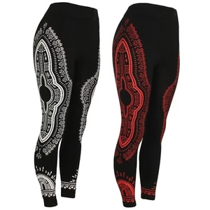 Women's Leggings, Running Jogger Sports Workout Fitness Gym Yoga, African Print - Picture 1 of 13