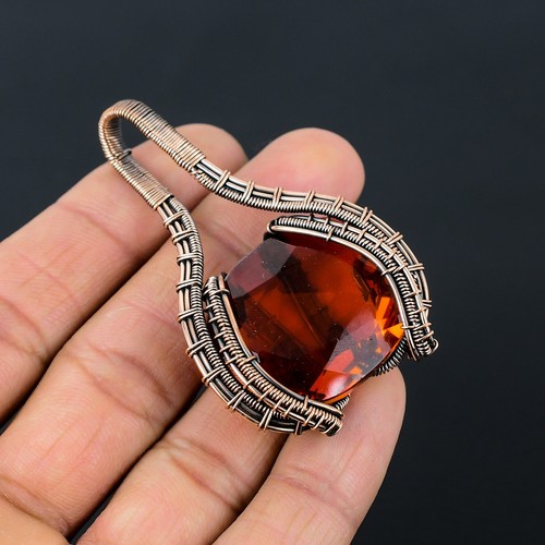 VETEMENTS Miele Citrino Gemma Filo di Rame Avvolto Fatto a Mano Ciondolo Gioielli CCP 088