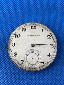 Vintage UNIVERSAL WATCH POCKET movement & dial spares (1c/7181) - Picture 1 of 4