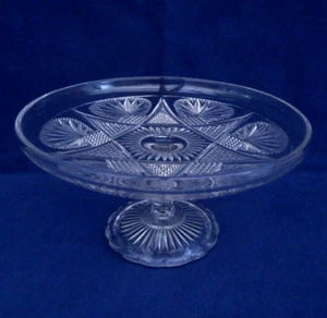 Pressed glass pedestal cake stand - 21 cm (8.25") plate diameter - Picture 1 of 4
