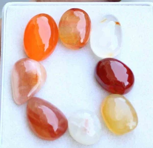 Lote de 8 piedras preciosas sueltas cabujón forma ovalada de cornalina natural 11*15 mm 52,10 CT - Imagen 1 de 4