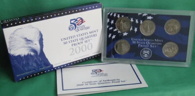 2000 S Five Coin State QUARTER Proof 5 Coin Set Statehood 25c Coins Box and COA - Image 1 of 3