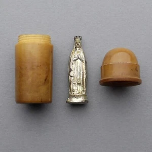 Französische, antike religiöse Statue. Heilige Jungfrau Maria. Taschenschrein. Reise. - Bild 1 von 8
