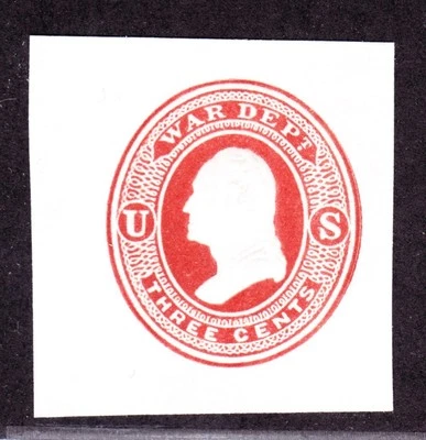 US UO20 3¢ Envelope Cut Square Mint 38x36mm VF SCV $75 (12) - Image 1 of 2