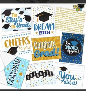 Paquete de 72 tarjetas de graduación JOYIN 2024 con sobres, juego a granel de tarjetas de felicitación azules - Imagen 1 de 6
