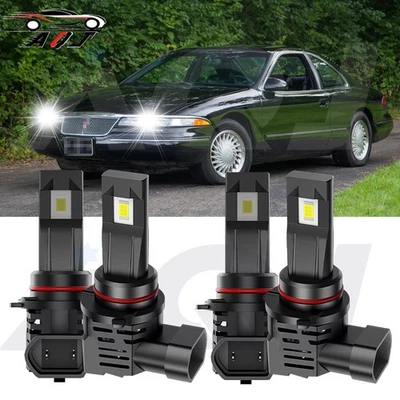 For Lincoln Mark VIII 1993-1996 4pcs 9005 LED Headlight High Low Beam Bulbs Kit - Image 1 of 4