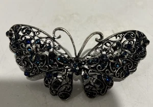 Pasador de pelo de peltre con zafiros sintéticos de colección - Imagen 1 de 4