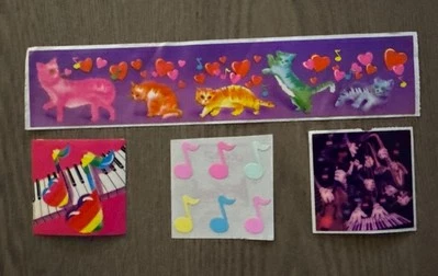 ADESIVOS LISA FRANK VINTAGE 1982 Rainbow CATS HEARTS Strip Orig. Apoio - Imagem 1 de 4