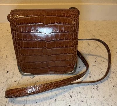 Vintage Ralph Lauren Purse Bag Leather Embossed Crocodile STERLING Plated - Image 1 of 4