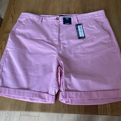 M&S Size 20 Pink Fine Striped Chino Shorts New with Tags - Image 1 of 4