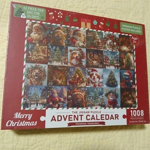 Rompecabezas Calendario Navidad Adviento 24 días - 1008 piezas Collage Gatos Perros - Imagen 1 de 3