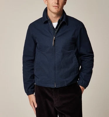 $178 J.Crew Men’s Harrington Cotton Twill Windbreaker Jacket Navy Size M - Image 1 of 4