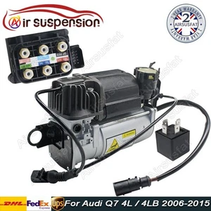 FOR AUDI Q7 2006-15 AIR SUSPENSION COMPRESSOR PUMP+RELAY+VALVE BLOCK 4L0698007B - Picture 1 of 13