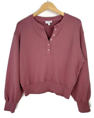 Sudadera Evereve Rowan Henley Granate Lavado Talla Mediana Foto 1 de 4